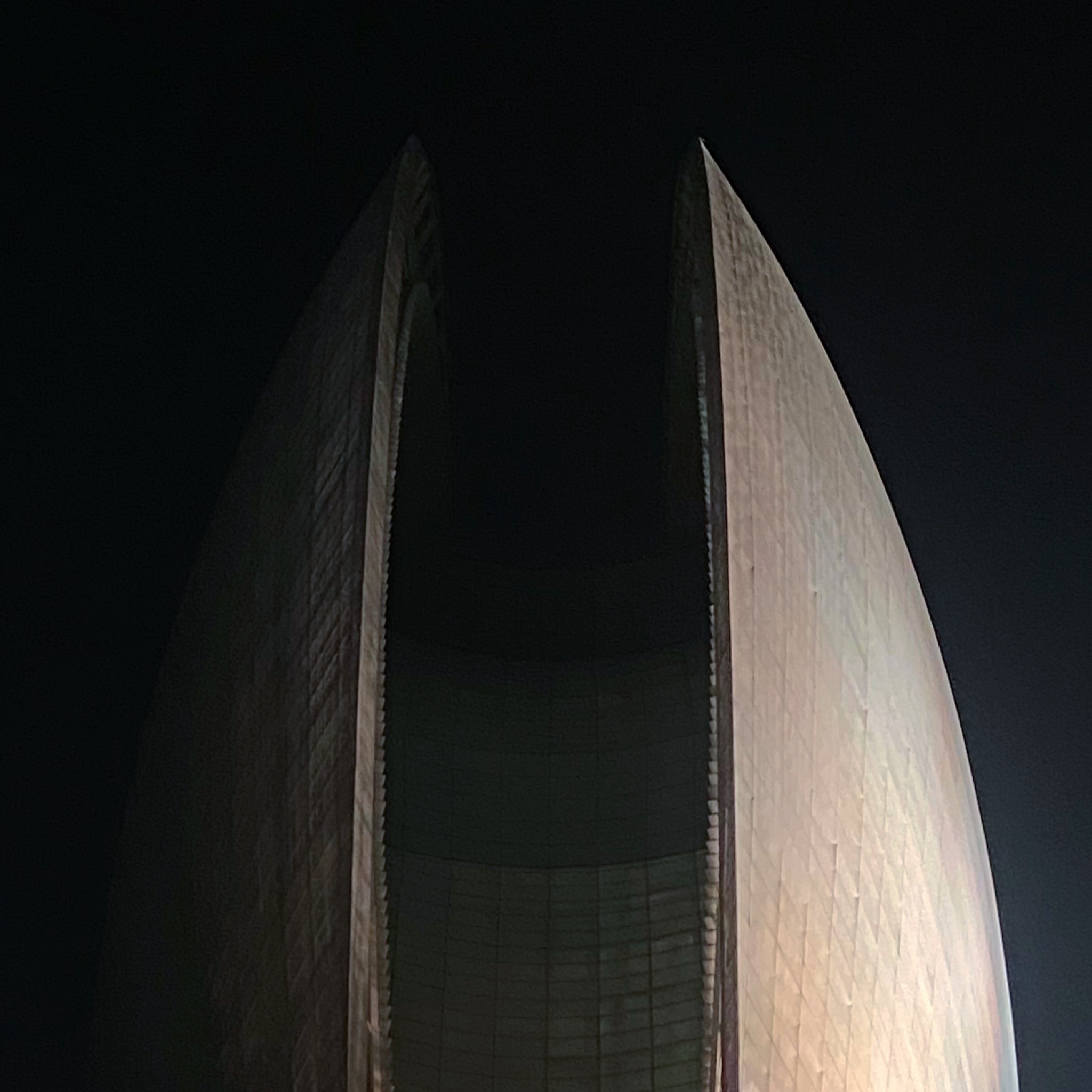 Building silhouette at night