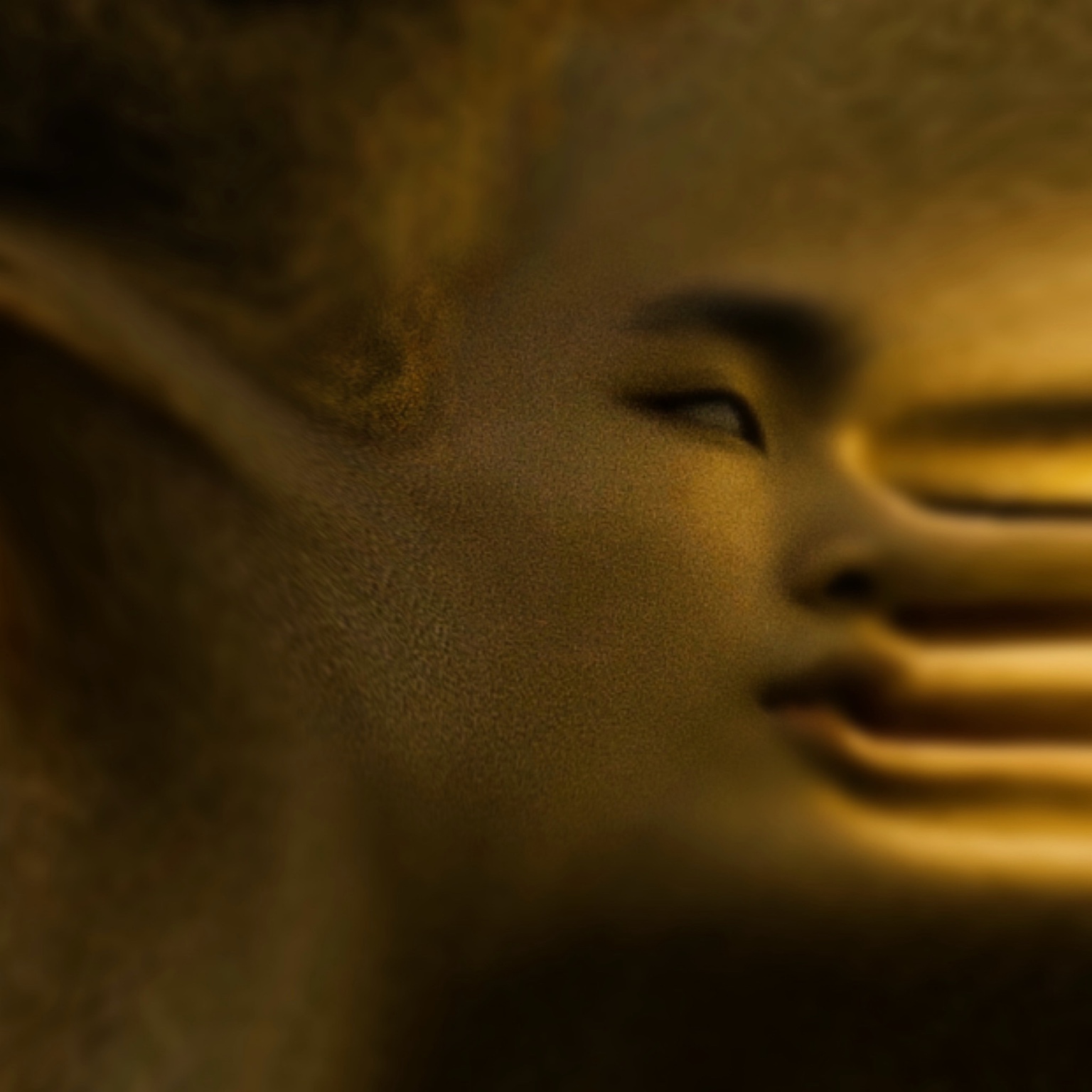 Portrait in gold grain and motion blur