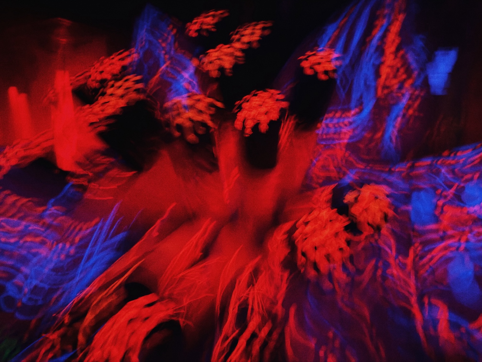 Blurred red and blue light